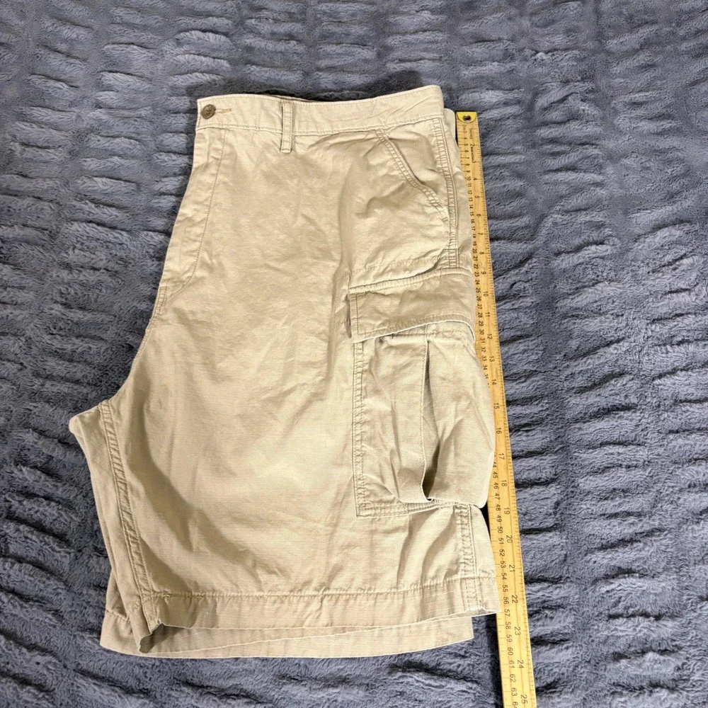 Levi Strauss Mens W44 Khaki Ripstop Cargo Shorts Tan Relaxed Fit Cotton AQ981